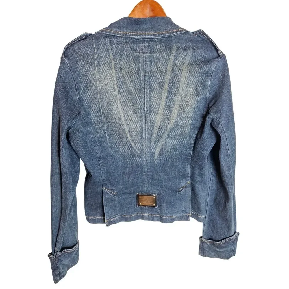 Baby Phat Y2K Denim Blazer Logo Jacket Cropped Large